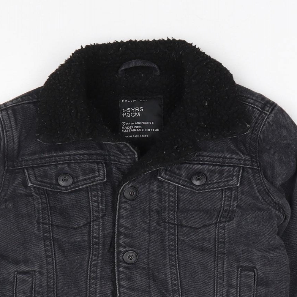 Primark Boys Black Jacket Size 4-5 Years Snap
