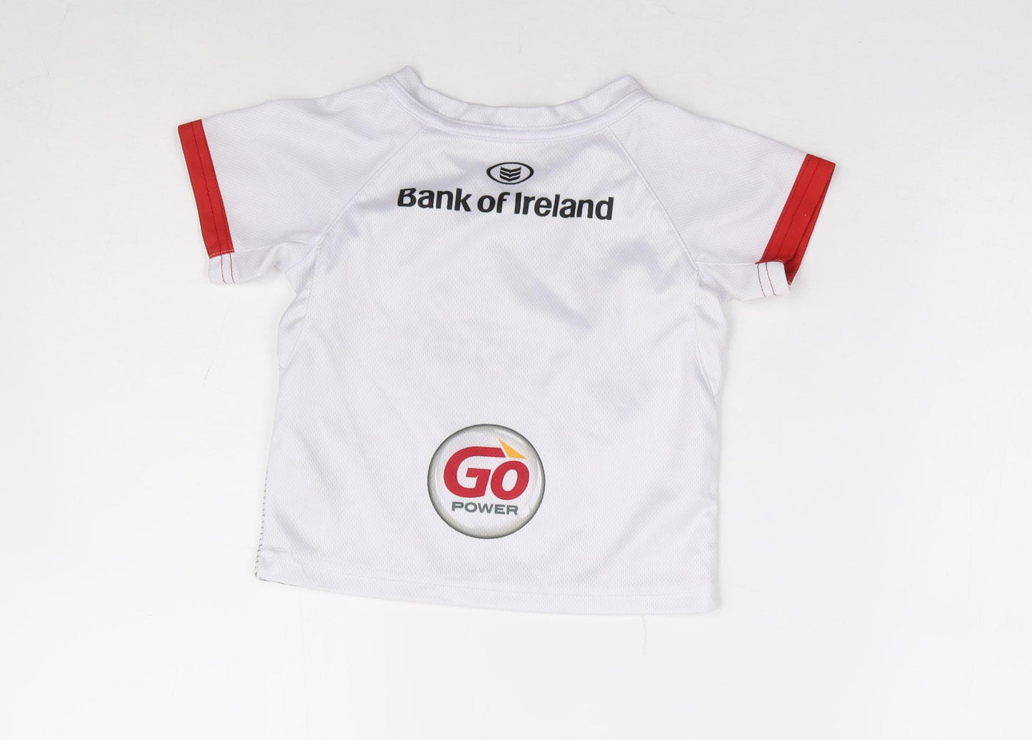 Kukri Boys White Geometric Polyester Jersey T-Shirt Size 18-24 Months Round Neck Pullover - Ulster Rugby