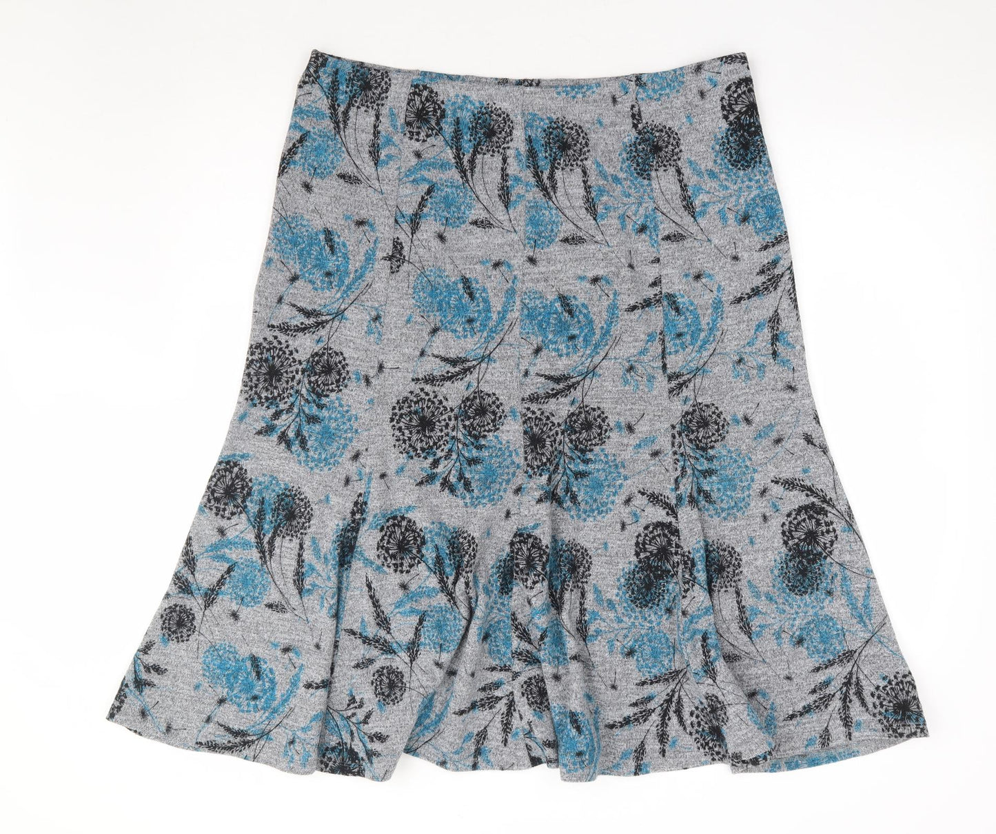 Bonmarché Womens Grey Floral Polyester Trumpet Skirt Size 16