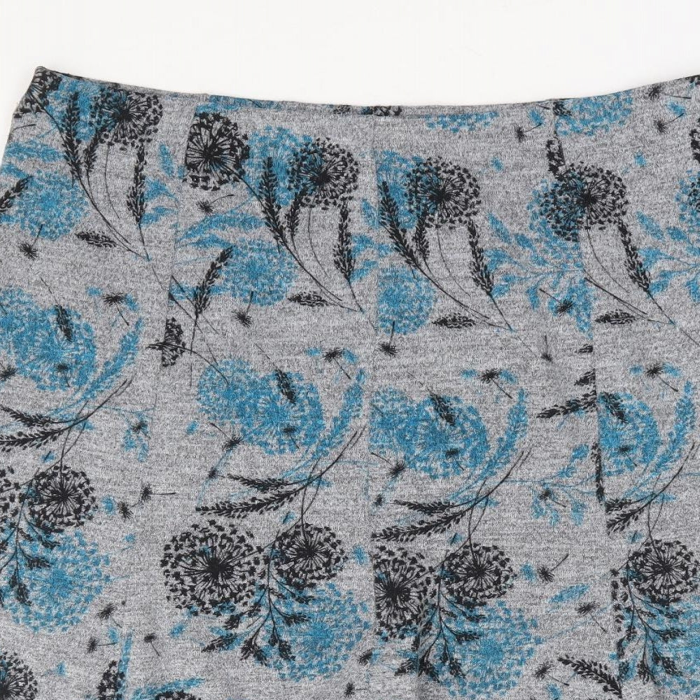Bonmarché Womens Grey Floral Polyester Trumpet Skirt Size 16