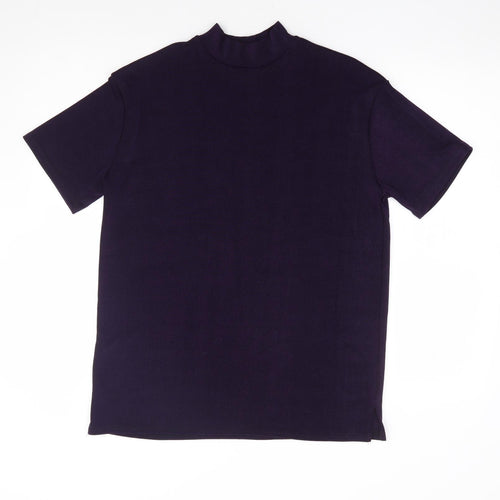 Preworn Womens Purple Polyester Basic Blouse Size M Mock Neck