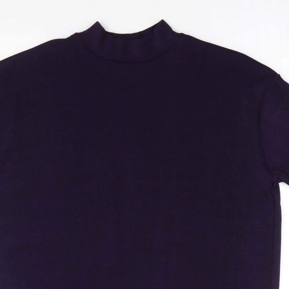 Preworn Womens Purple Polyester Basic Blouse Size M Mock Neck