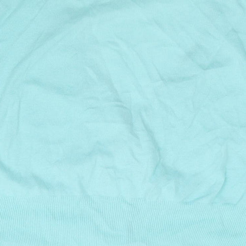 Marks and Spencer Womens Blue V-Neck 100% Cotton Cardigan Jumper Size 16