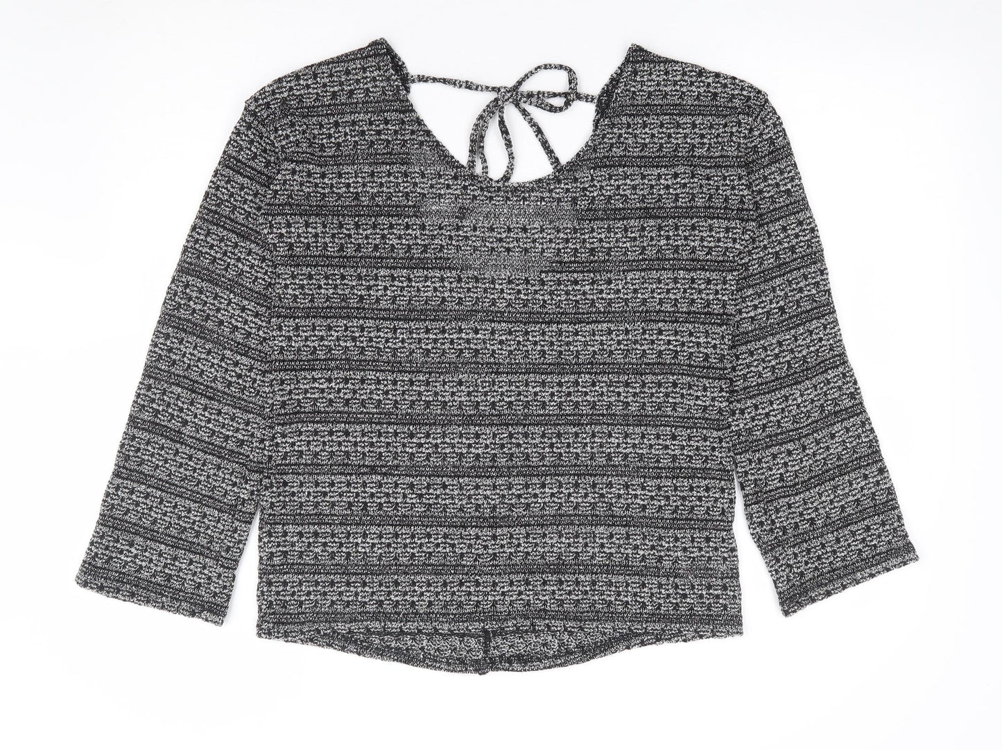 NEXT Womens Black Scoop Neck Geometric Polyester Pullover Jumper Size 10