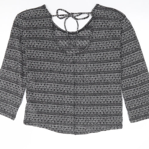 NEXT Womens Black Scoop Neck Geometric Polyester Pullover Jumper Size 10