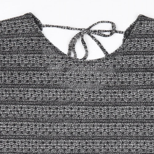 NEXT Womens Black Scoop Neck Geometric Polyester Pullover Jumper Size 10