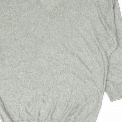 M&Co Womens Green V-Neck Viscose Pullover Jumper Size 10 - Batwing