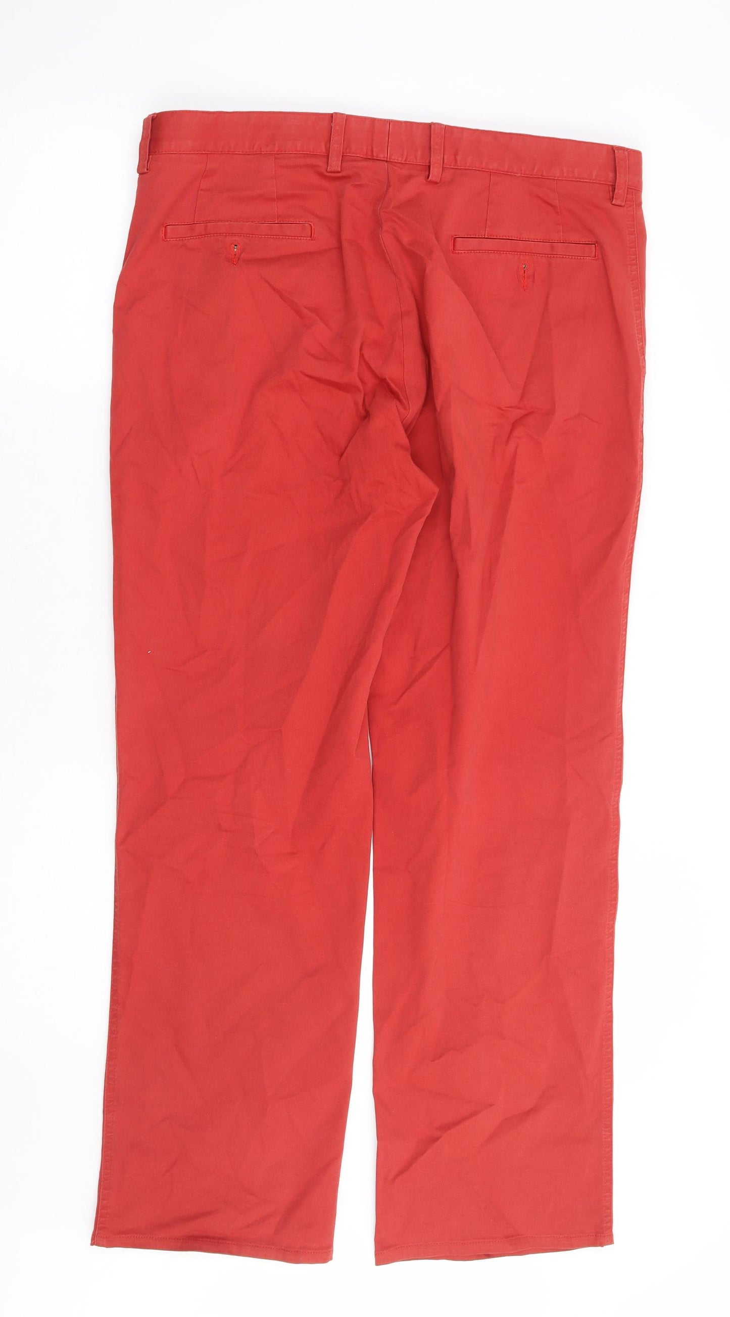 Sovereign by Gurteen Mens Red Polyester Chino Trousers Size 36 in L31 in Regular Zip - Comfort Stretch