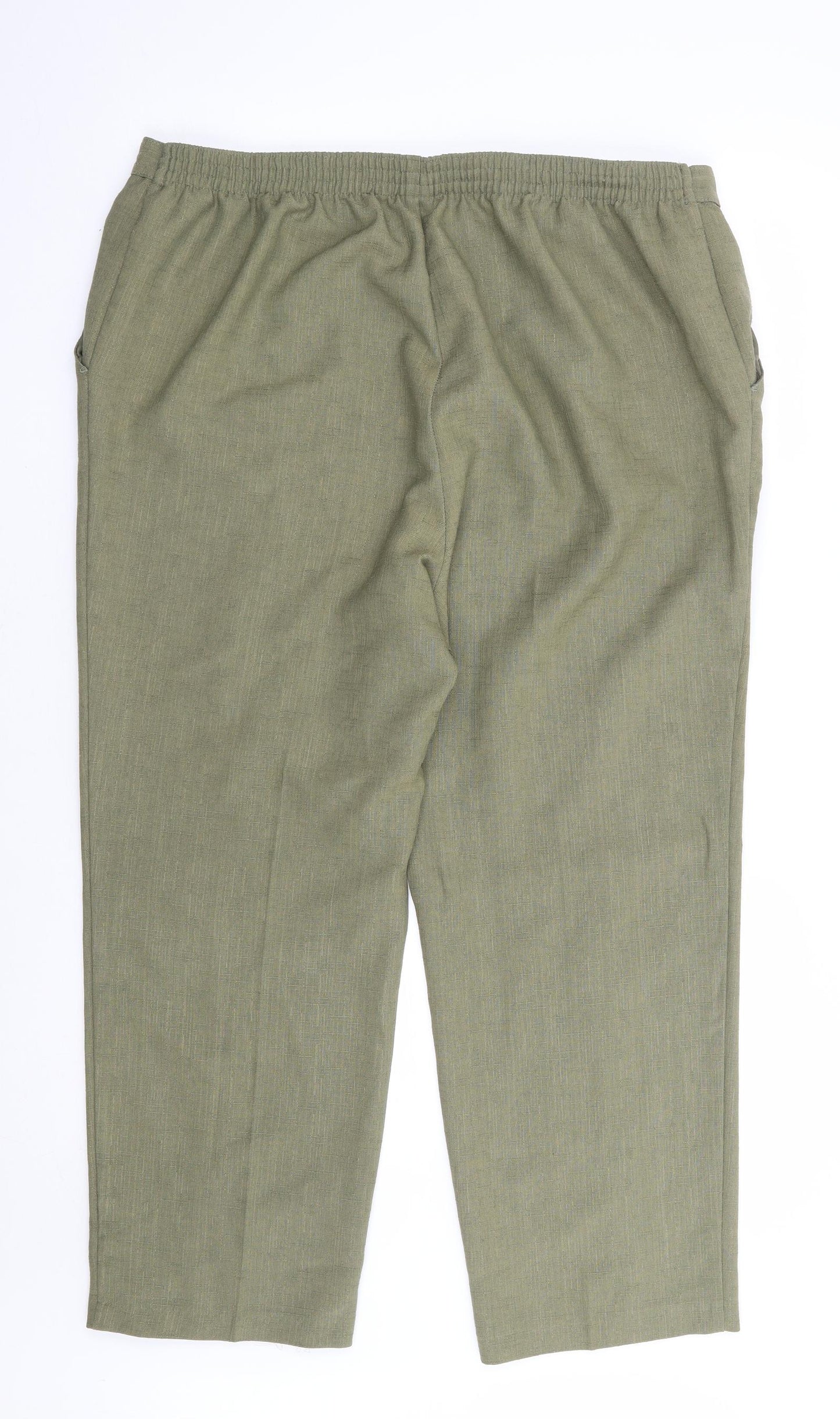 Marks and Spencer Womens Green Polyester Trousers Size 18 L26 in Regular - Short Length