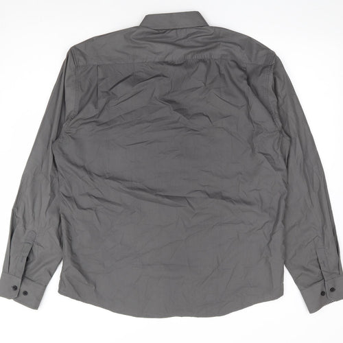 Enlision Mens Grey Polyester Button-Up Size L Collared Button