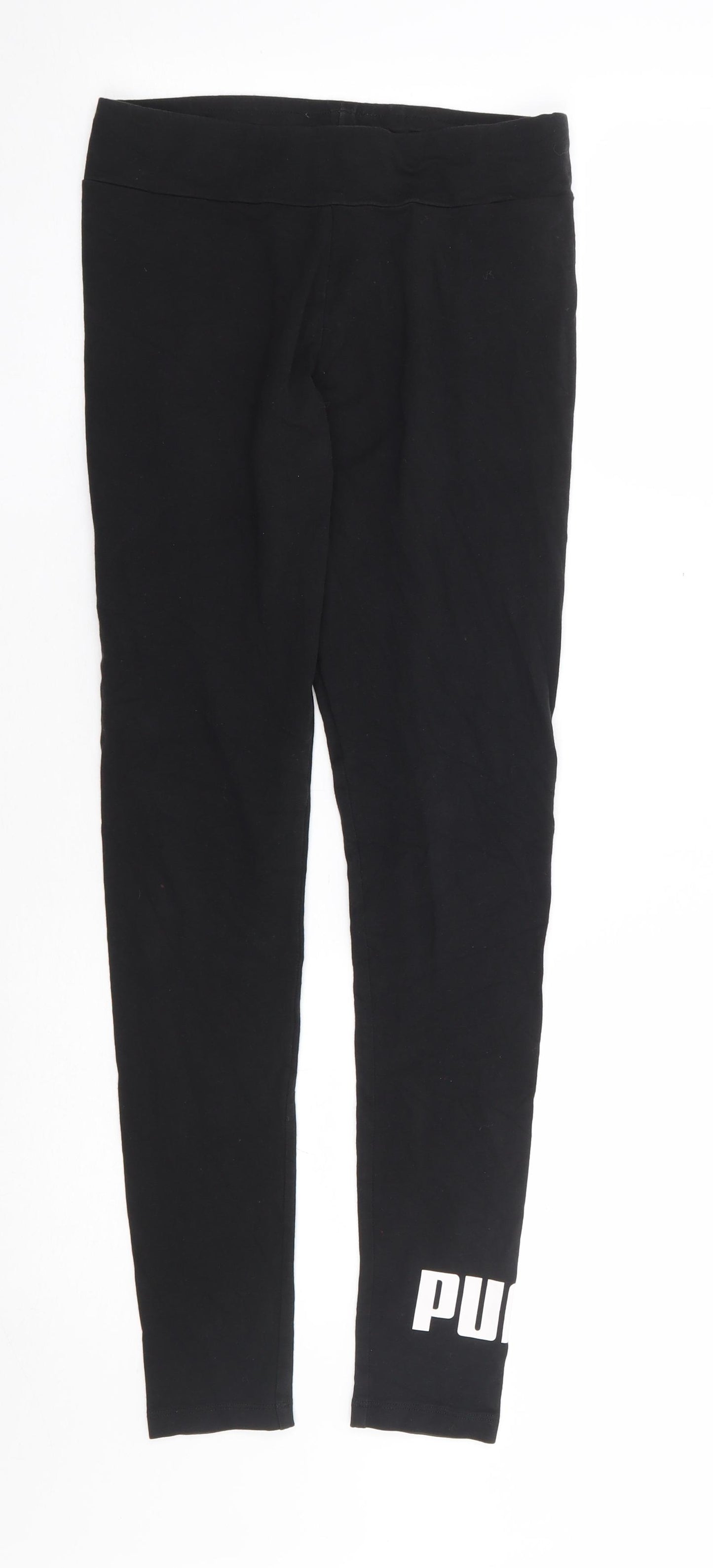 PUMA Womens Black Cotton Compression Leggings Size 10 L27 in Regular