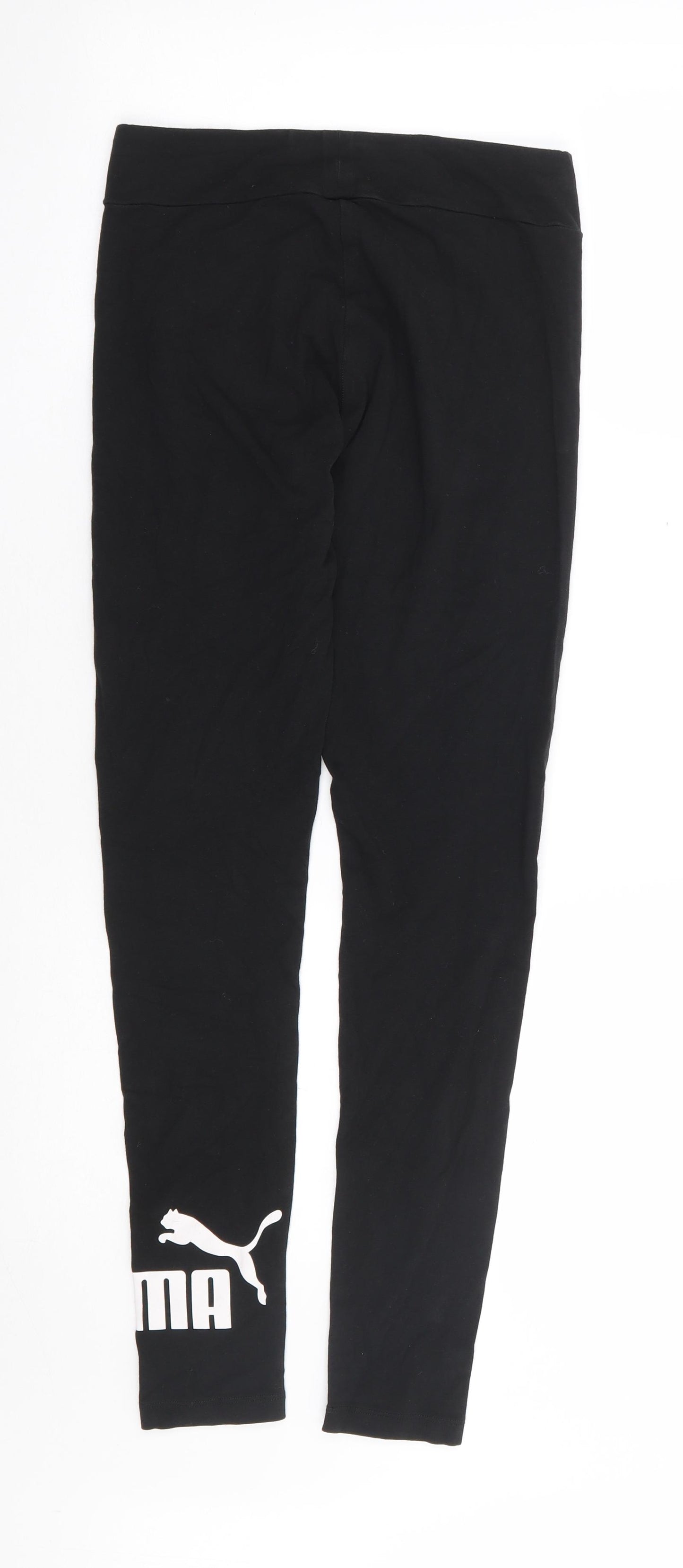PUMA Womens Black Cotton Compression Leggings Size 10 L27 in Regular