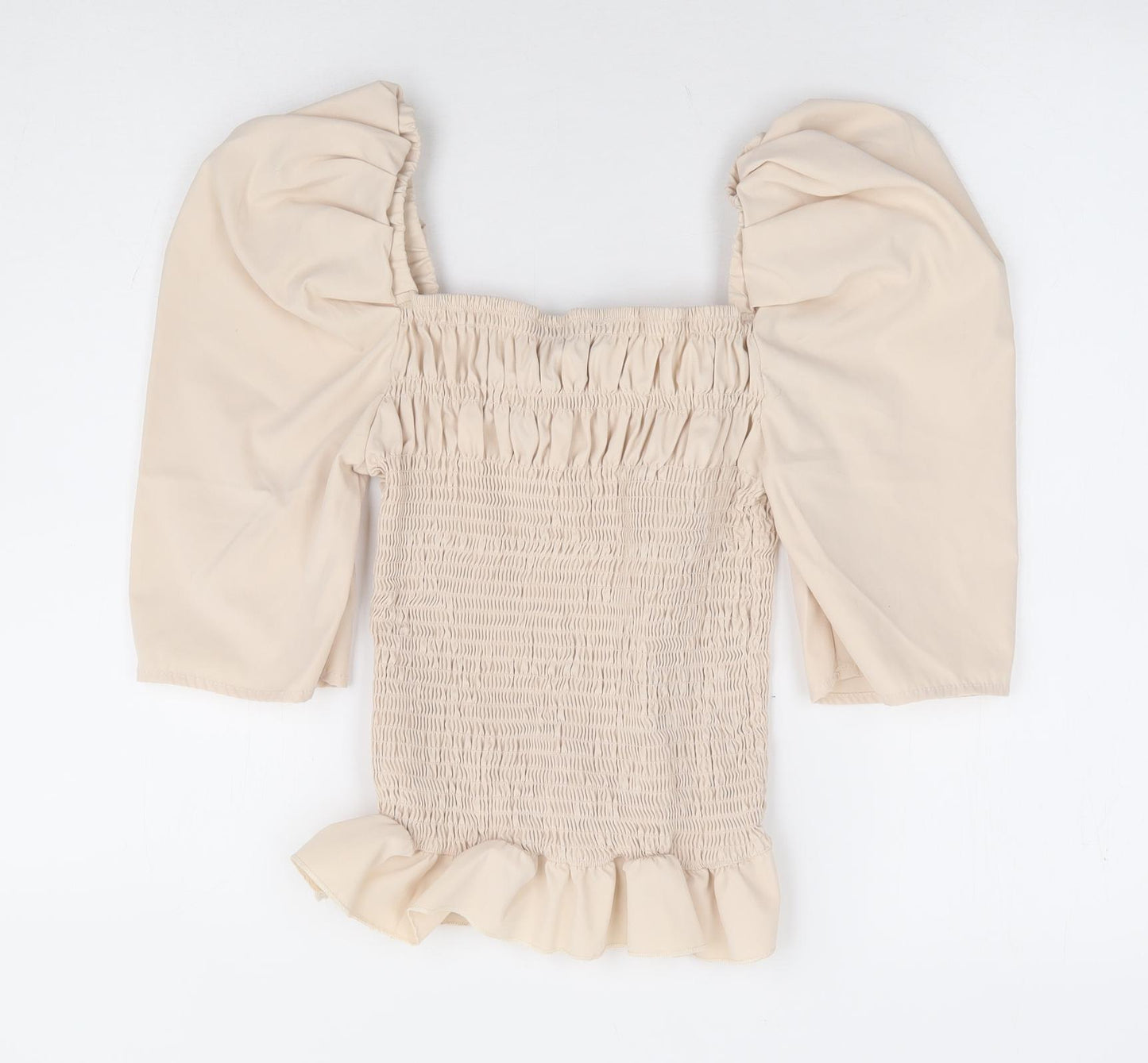 In Vogue Womens Beige Cotton Basic Blouse Size S Square Neck