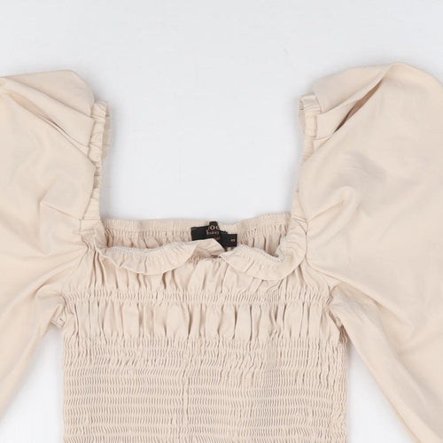 In Vogue Womens Beige Cotton Basic Blouse Size S Square Neck