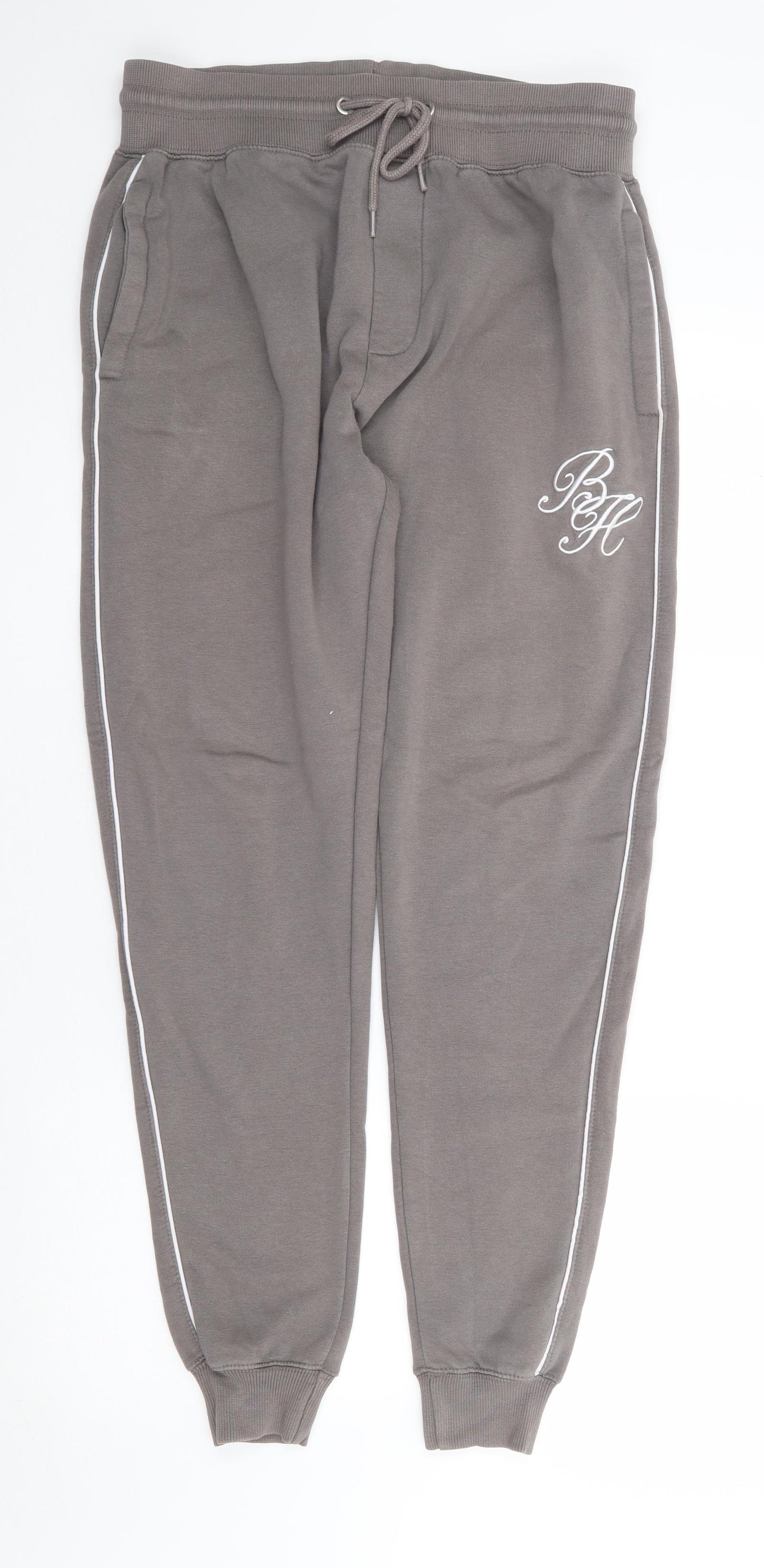 Beck & Hersey Mens Beige Cotton Jogger Trousers Size M L31 in Regular Drawstring