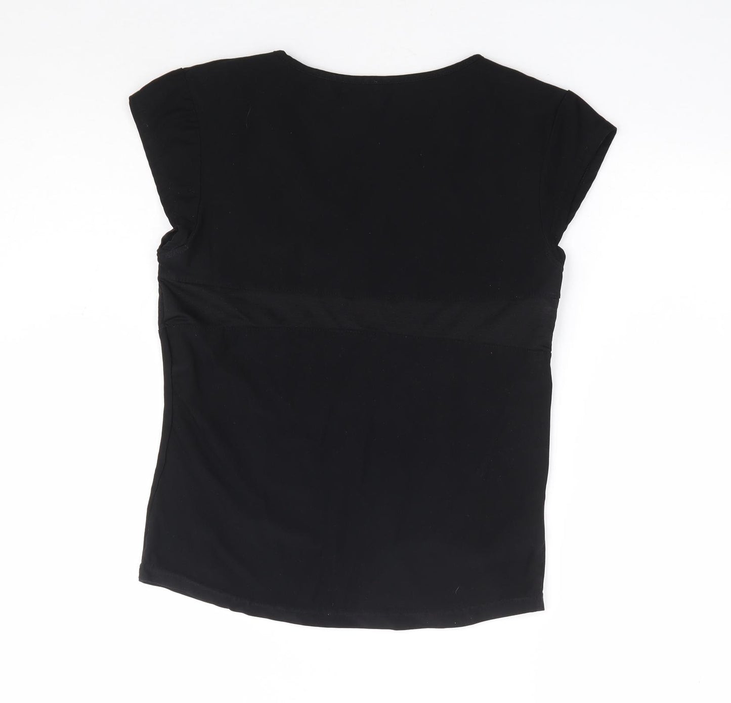 LA Gear Womens Black Polyester Basic T-Shirt Size S V-Neck Pullover