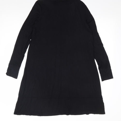 Marks and Spencer Womens Black Viscose A-Line Size 14 Mock Neck Pullover