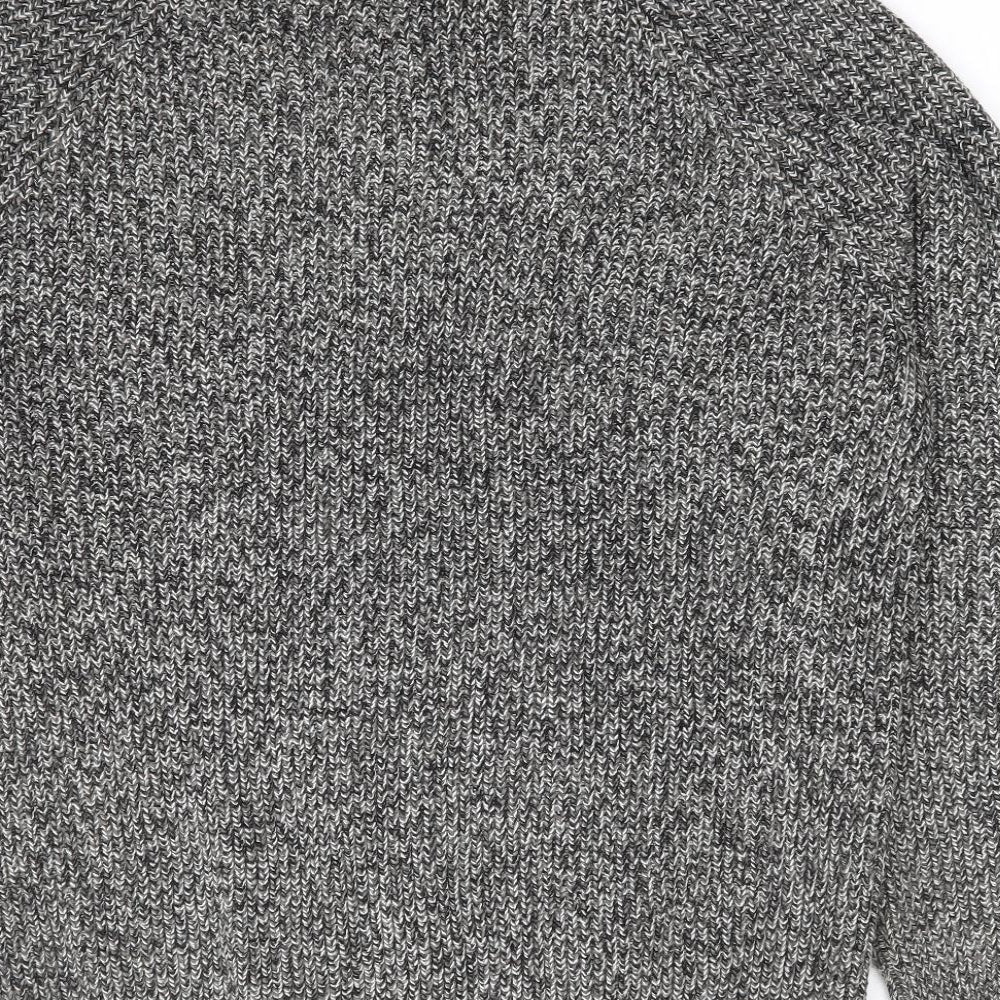 F&F Mens Black Crew Neck Acrylic Full Zip Jumper Size XL