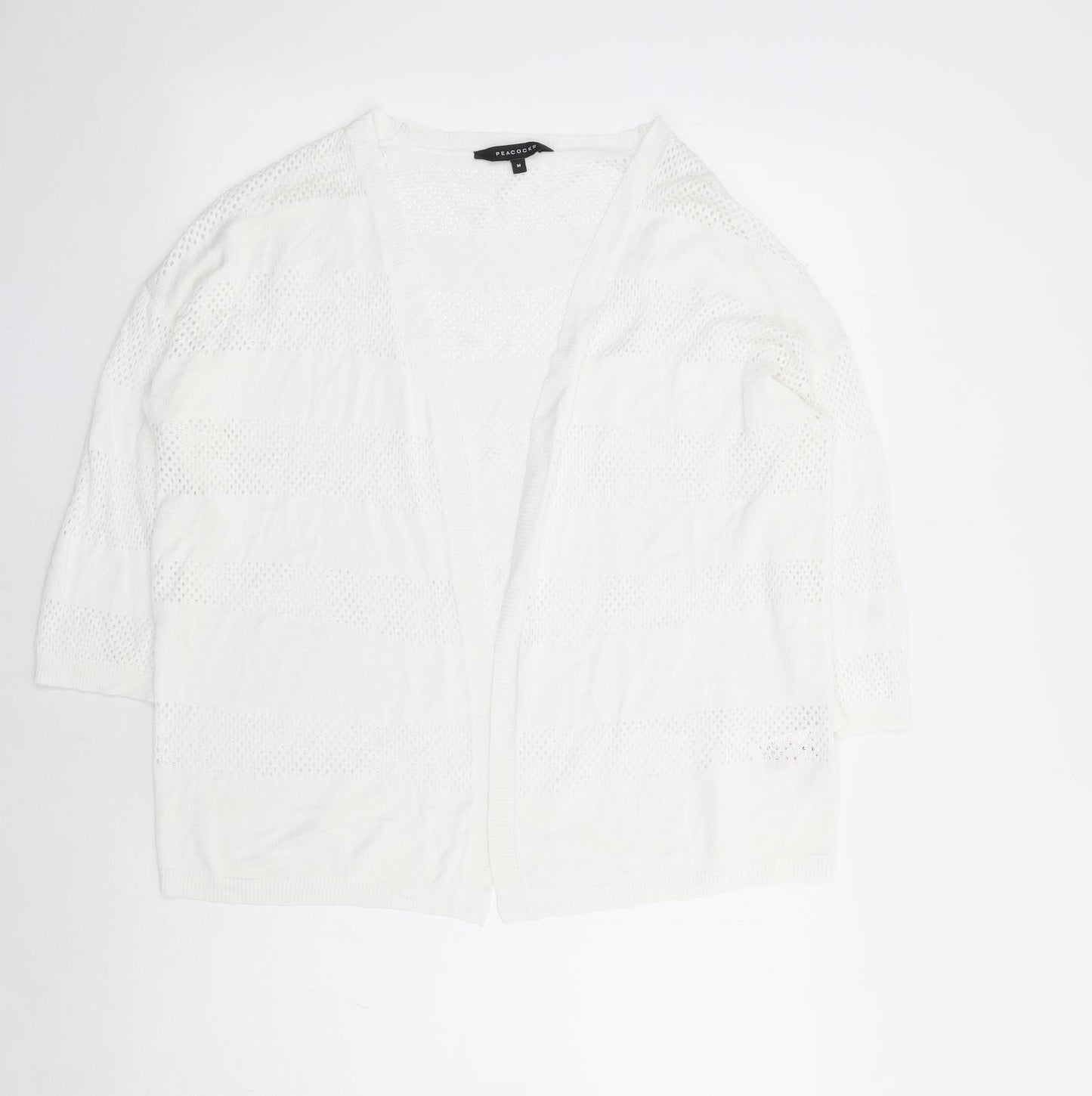 Peacocks Womens White V-Neck Viscose Cardigan Jumper Size M