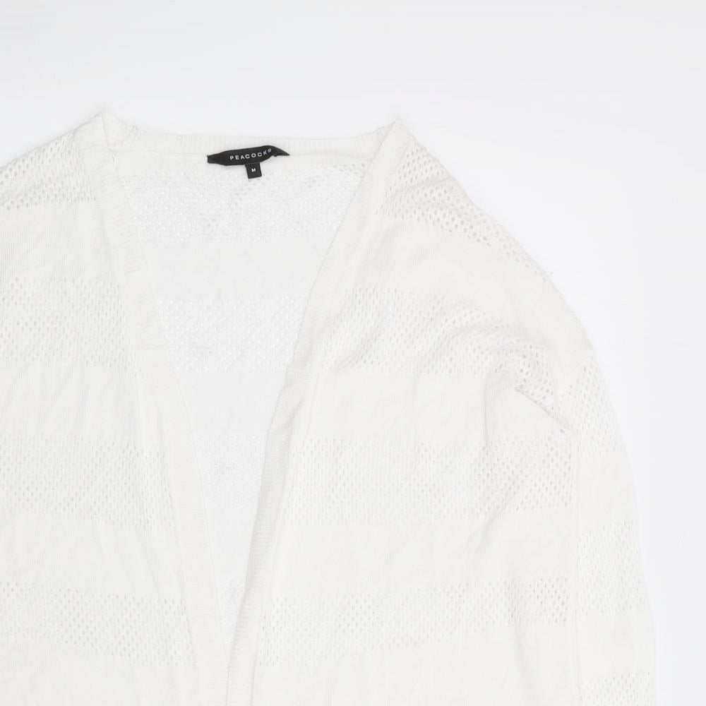 Peacocks Womens White V-Neck Viscose Cardigan Jumper Size M
