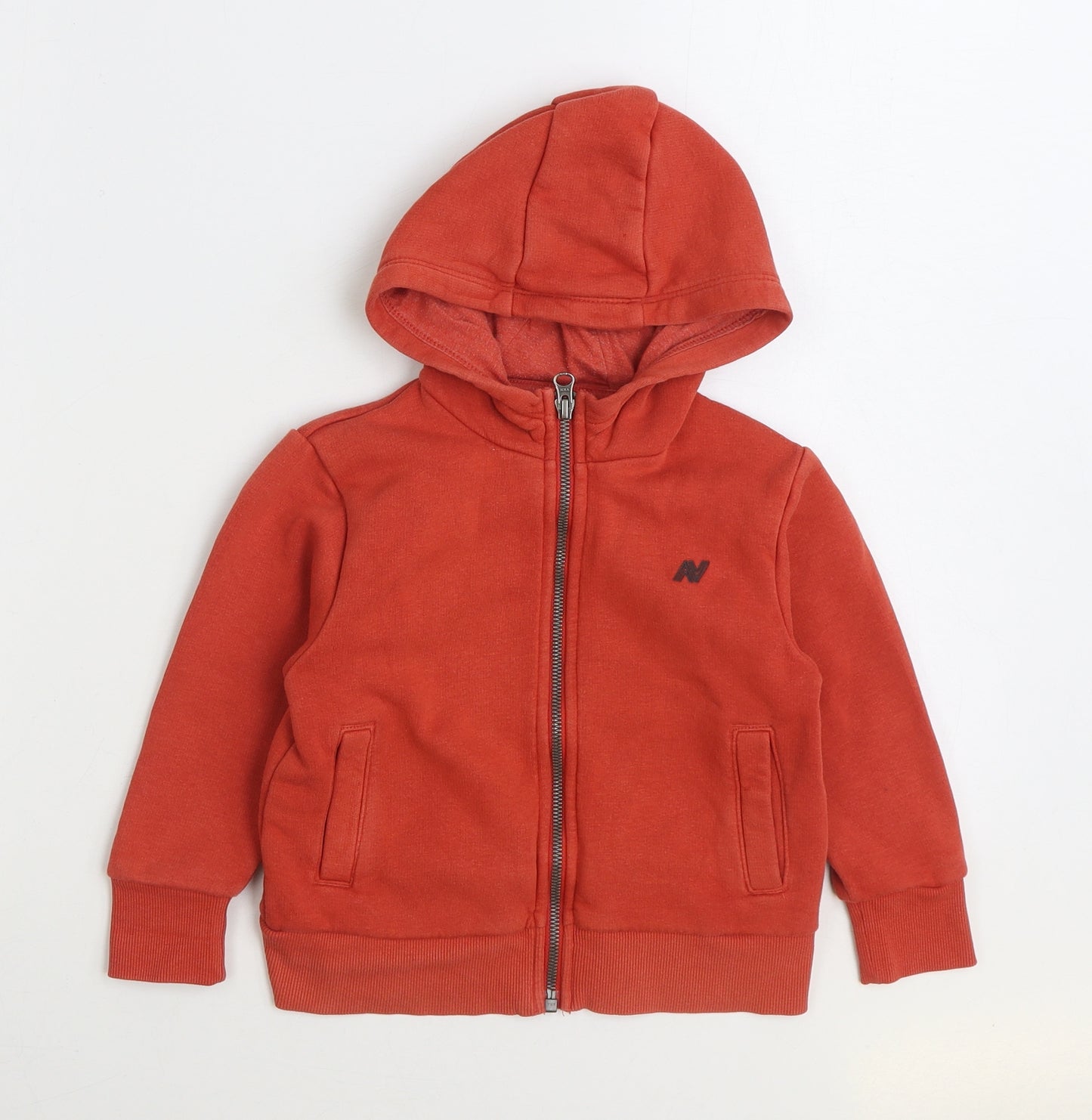 NEXT Boys Orange Cotton Full Zip Hoodie Size 3 Years Zip
