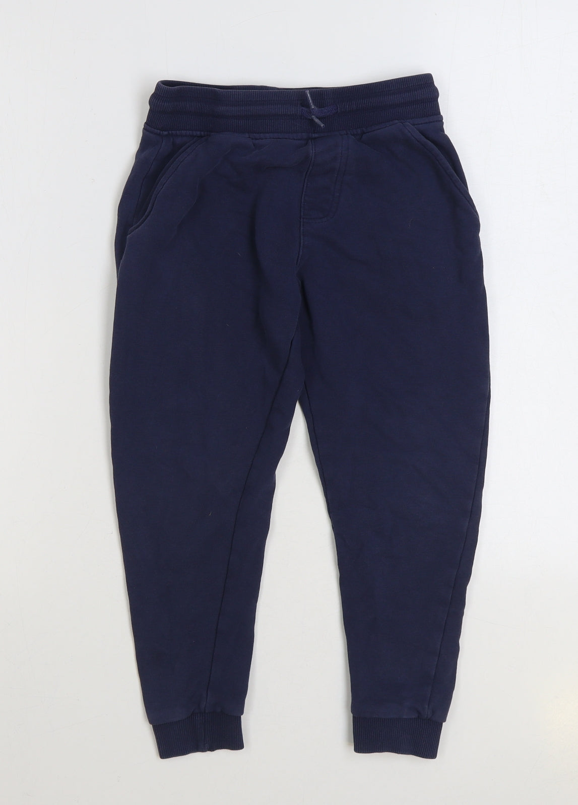 George Boys Blue Cotton Jogger Trousers Size 7-8 Years Regular Drawstring