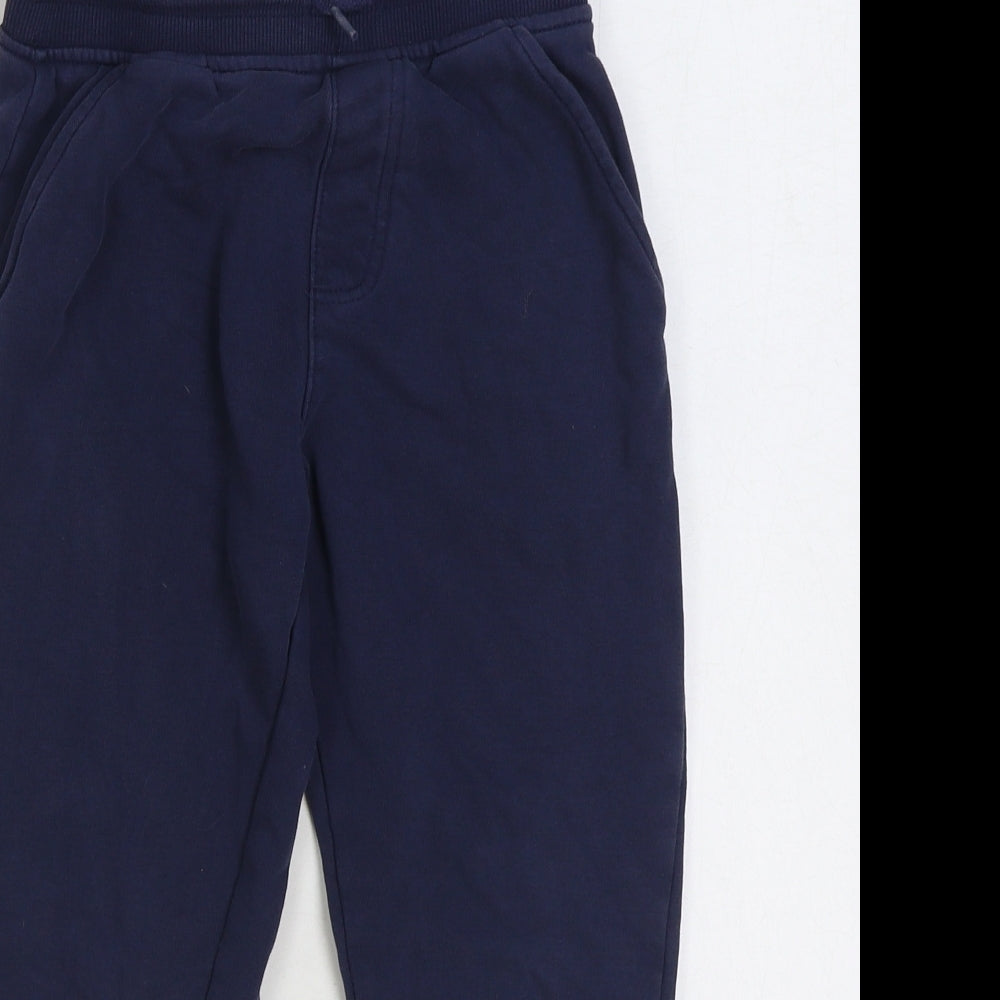 George Boys Blue Cotton Jogger Trousers Size 7-8 Years Regular Drawstring