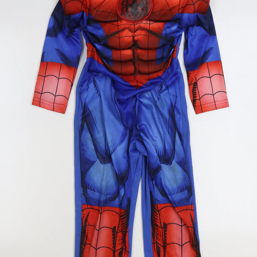 F&F Boys Multicoloured Geometric Polyester One Piece Size 5-6 Years Hook & Loop - Spiderman Costume