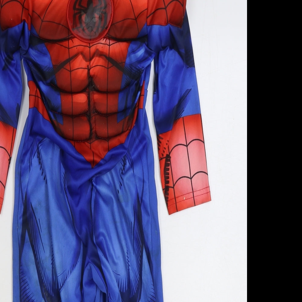 F&F Boys Multicoloured Geometric Polyester One Piece Size 5-6 Years Hook & Loop - Spiderman Costume