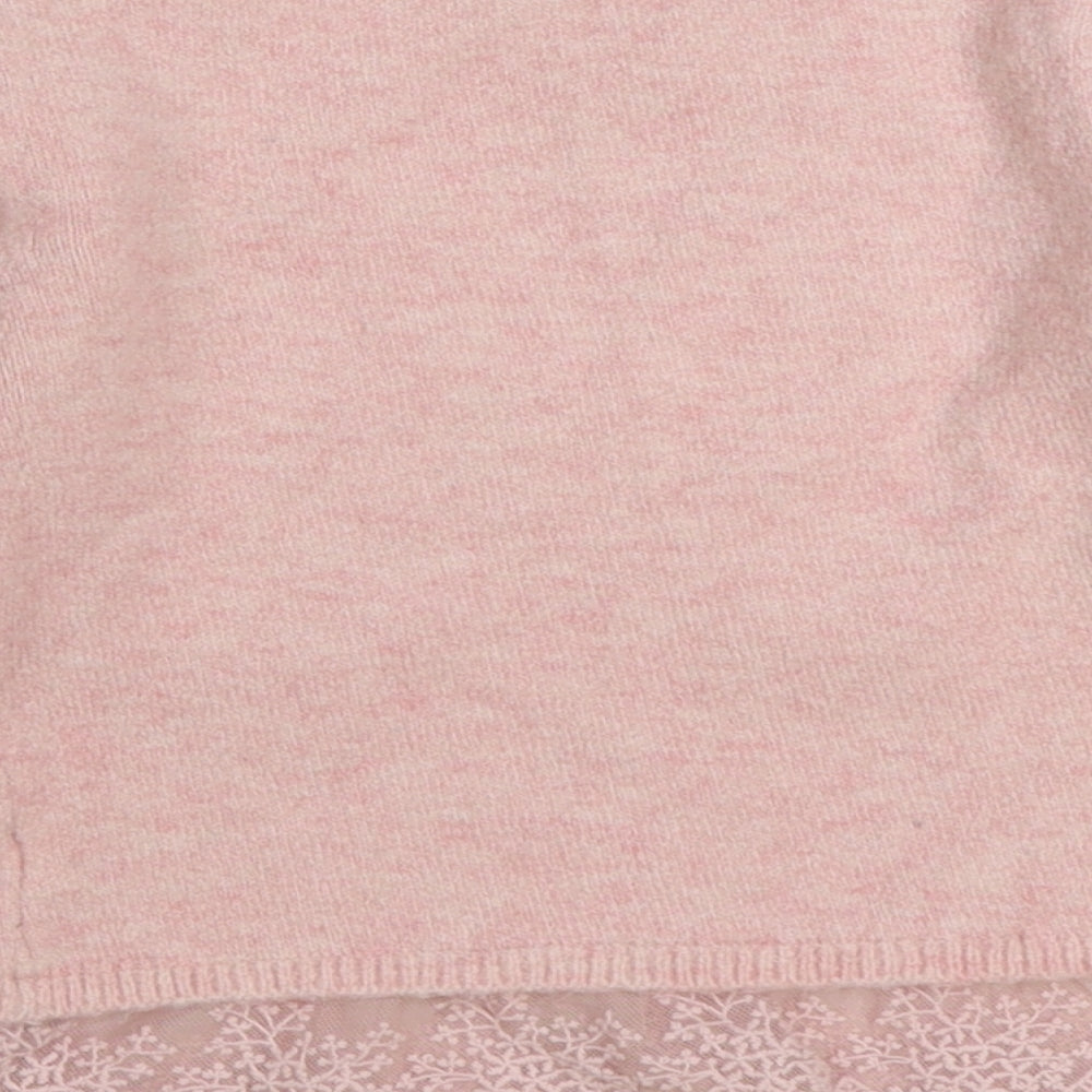 Primark Girls Pink Round Neck Acrylic Pullover Jumper Size 3-4 Years Pullover - Lace Trim Butterfly