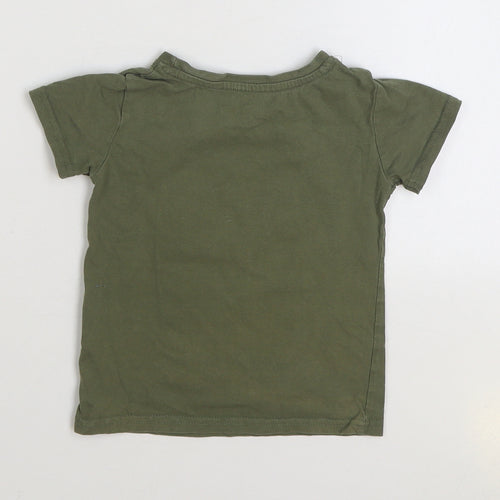 Dunnes Stores Boys Green 100% Cotton Basic T-Shirt Size 2 Years Round Neck Pullover - Slogan Palm Tress