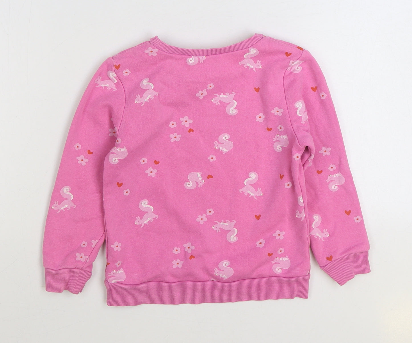 Dunnes Stores Girls Pink Geometric Cotton Pullover Sweatshirt Size 3-4 Years Pullover - Squirrel