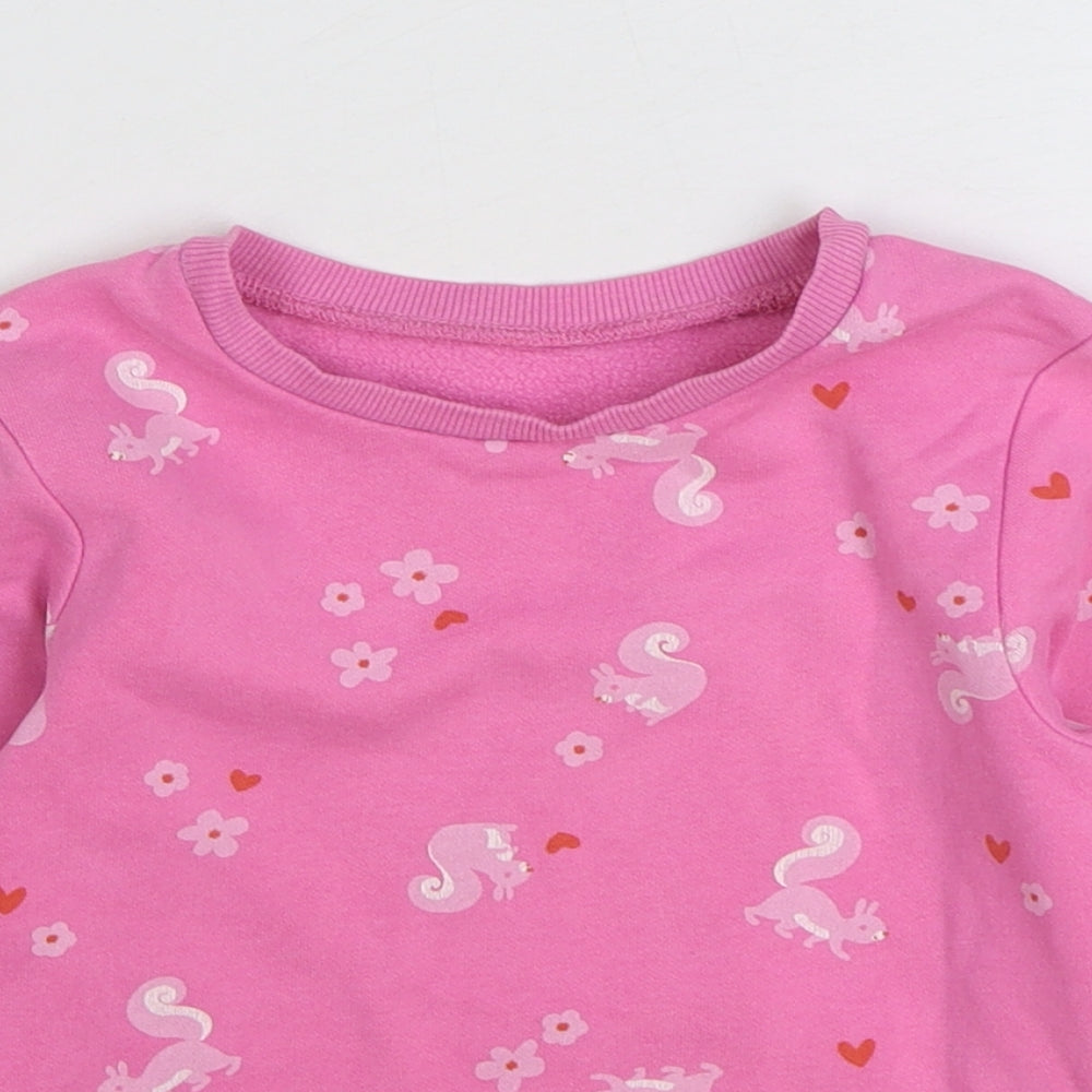 Dunnes Stores Girls Pink Geometric Cotton Pullover Sweatshirt Size 3-4 Years Pullover - Squirrel