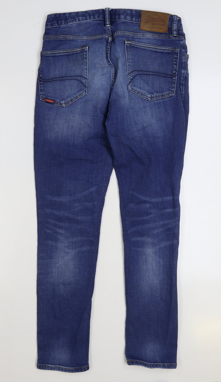Superdry Mens Blue Cotton Straight Jeans Size 32 in L32 in Regular Zip