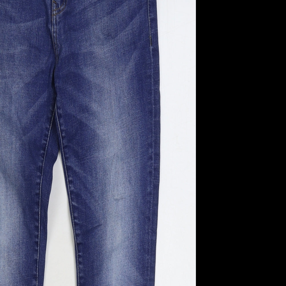 Superdry Mens Blue Cotton Straight Jeans Size 32 in L32 in Regular Zip