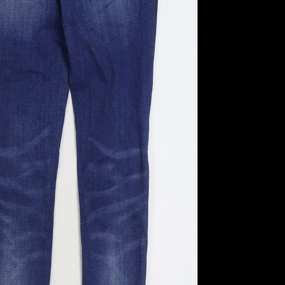 Superdry Mens Blue Cotton Straight Jeans Size 32 in L32 in Regular Zip