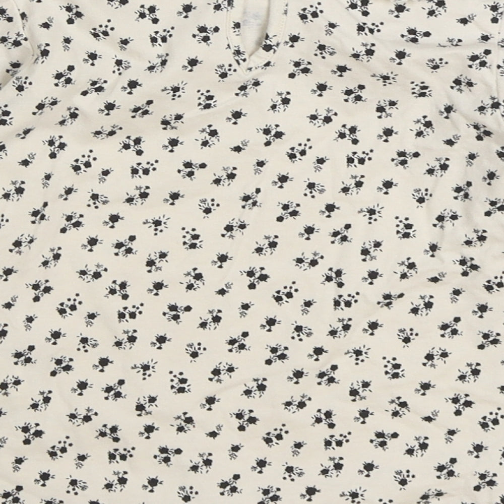 Zara Girls White Floral Cotton Basic Blouse Size 2-3 Years Collared Button