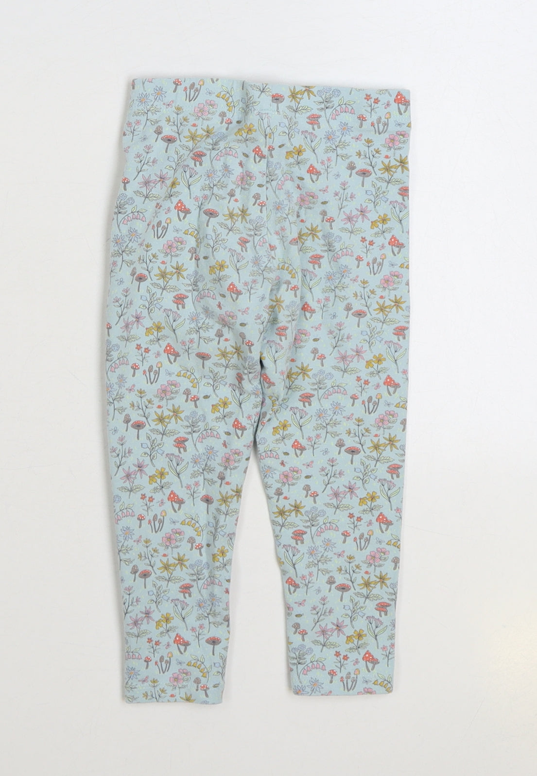 NEXT Girls Blue Floral Cotton Jogger Trousers Size 2-3 Years Regular Pullover - Woodland Nature Leggings