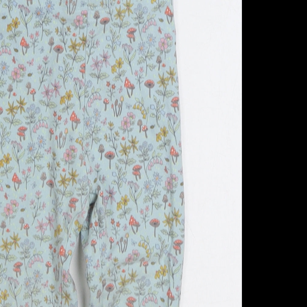 NEXT Girls Blue Floral Cotton Jogger Trousers Size 2-3 Years Regular Pullover - Woodland Nature Leggings
