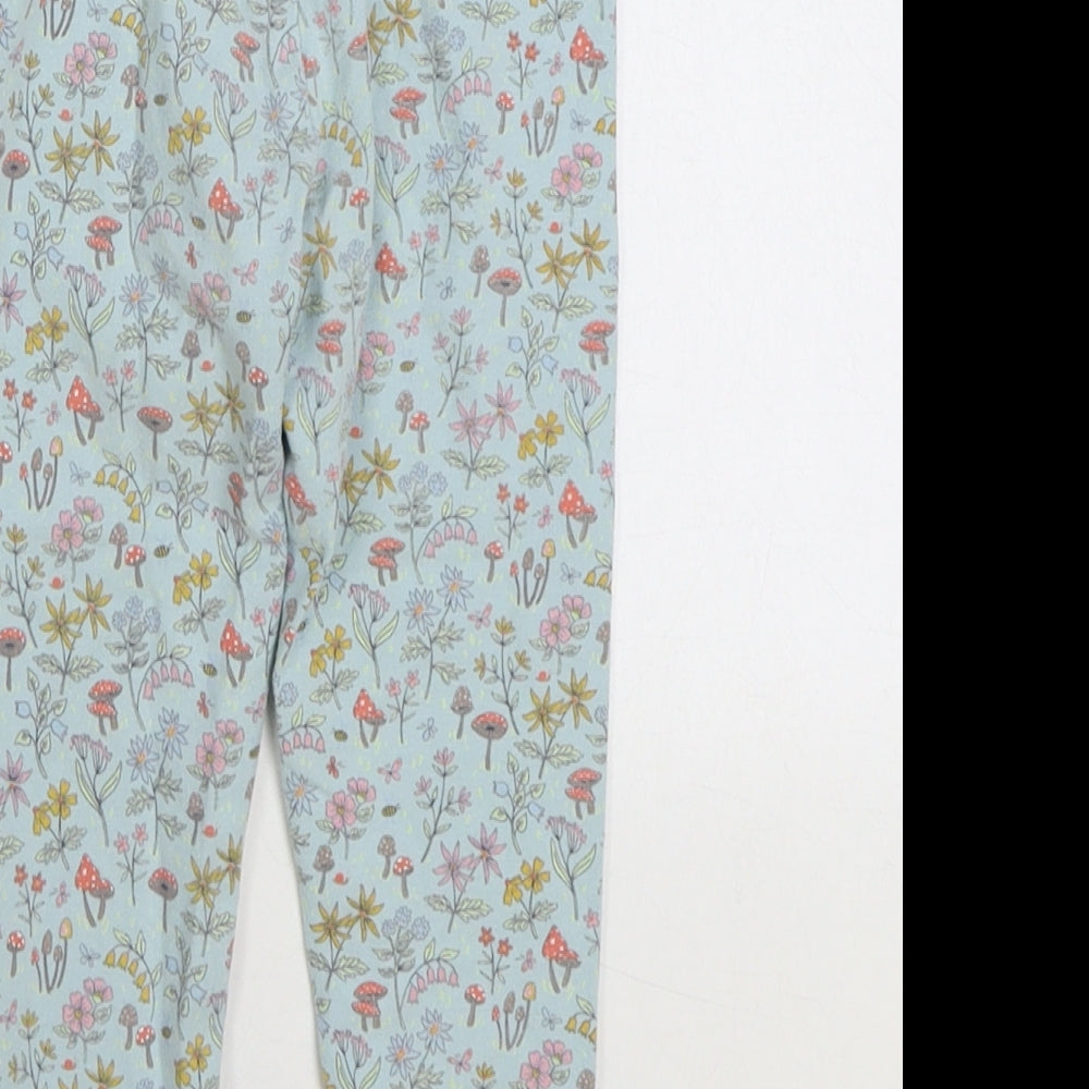NEXT Girls Blue Floral Cotton Jogger Trousers Size 2-3 Years Regular Pullover - Woodland Nature Leggings