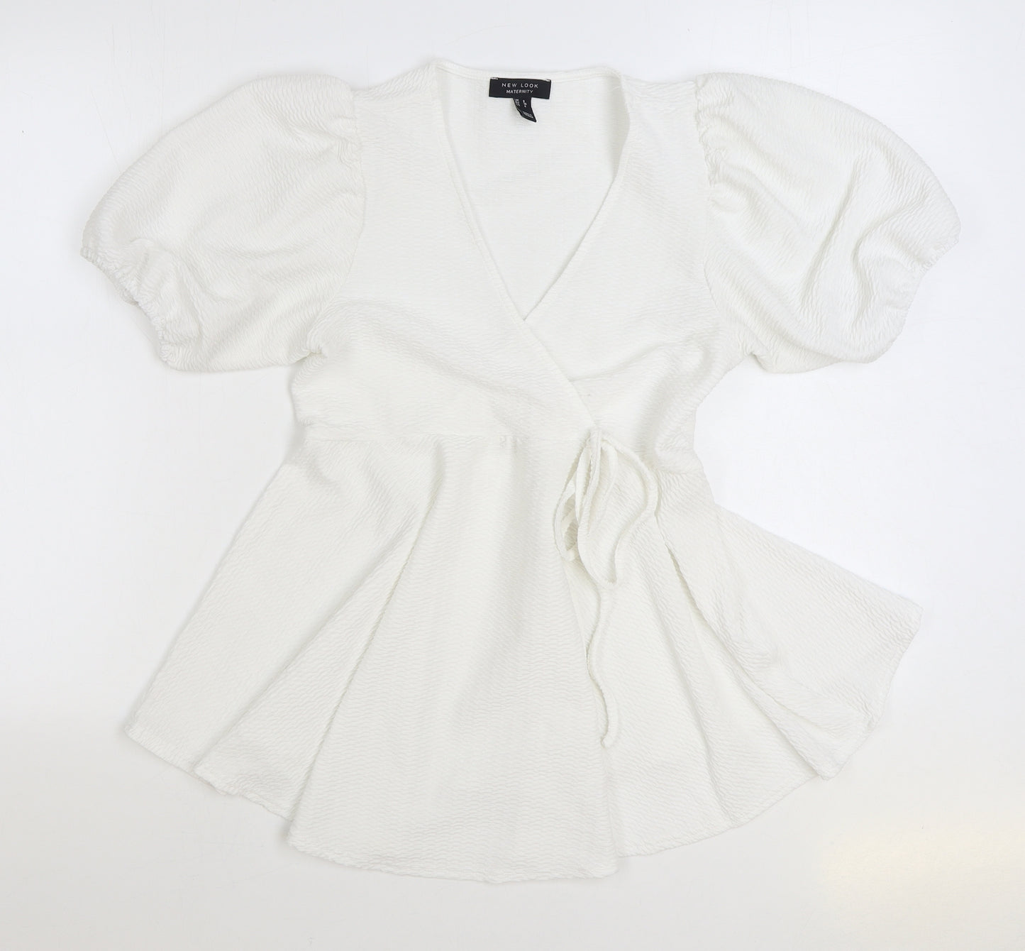 New Look Womens White Cotton Wrap Dress Size 8 V-Neck Pullover
