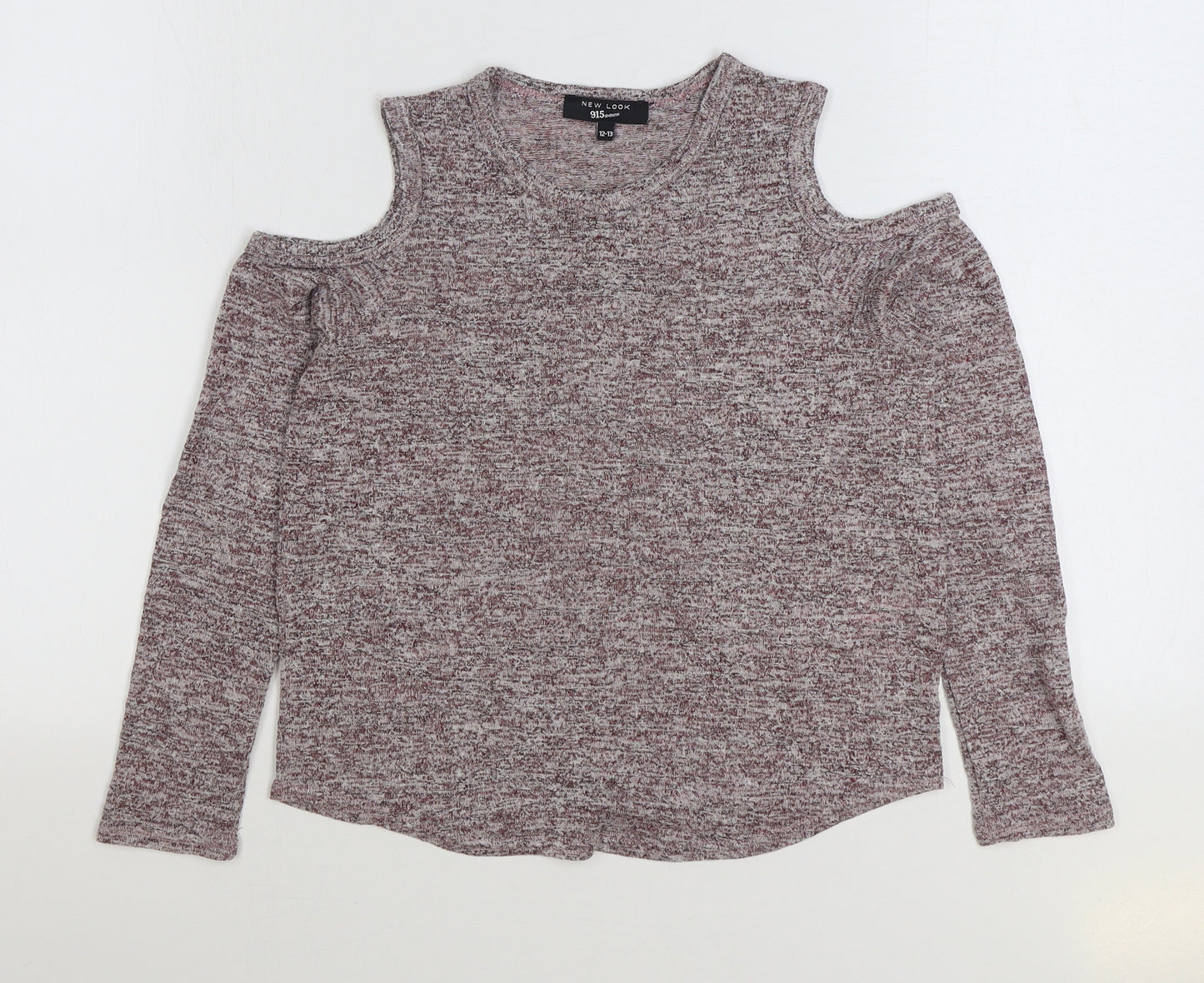 915 Generation Girls Purple Polyester Basic T-Shirt Size 12-13 Years Round Neck Pullover - Open Shoulder