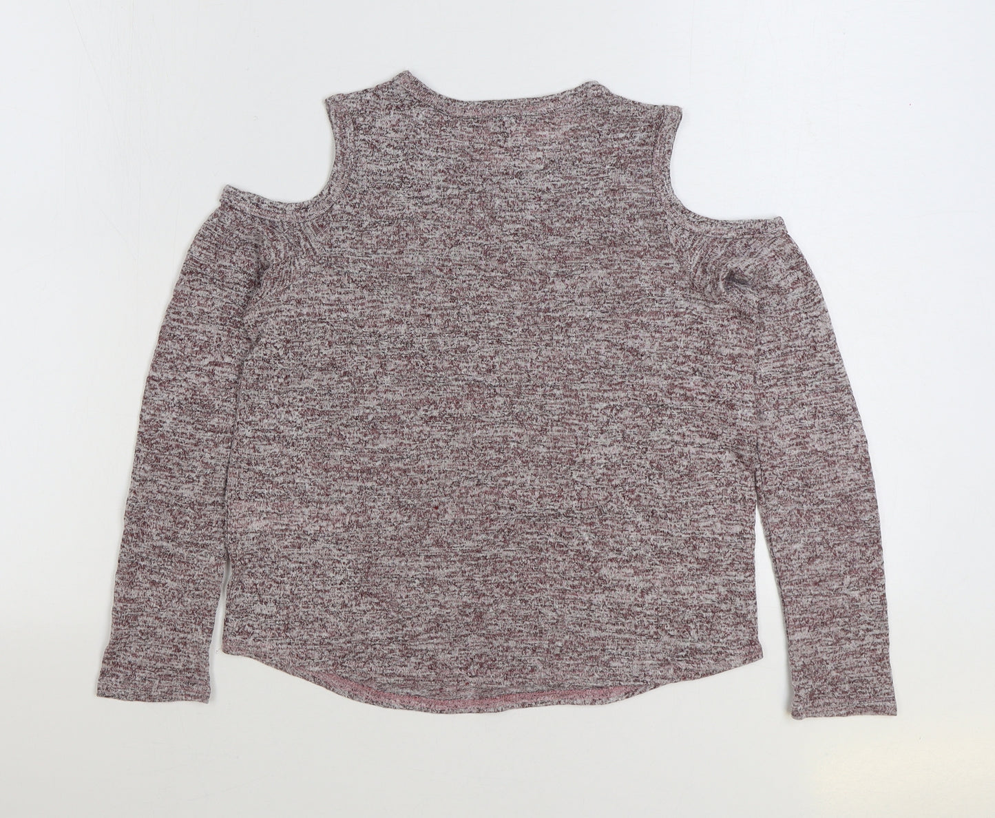 915 Generation Girls Purple Polyester Basic T-Shirt Size 12-13 Years Round Neck Pullover - Open Shoulder