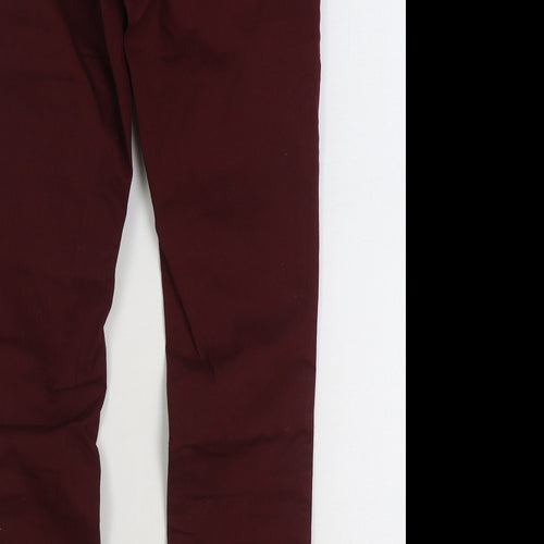 H&M Womens Red Cotton Skinny Jeans Size 14 L29 in Regular Zip