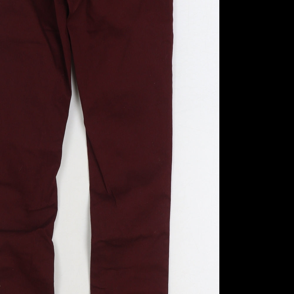 H&M Womens Red Cotton Skinny Jeans Size 14 L29 in Regular Zip