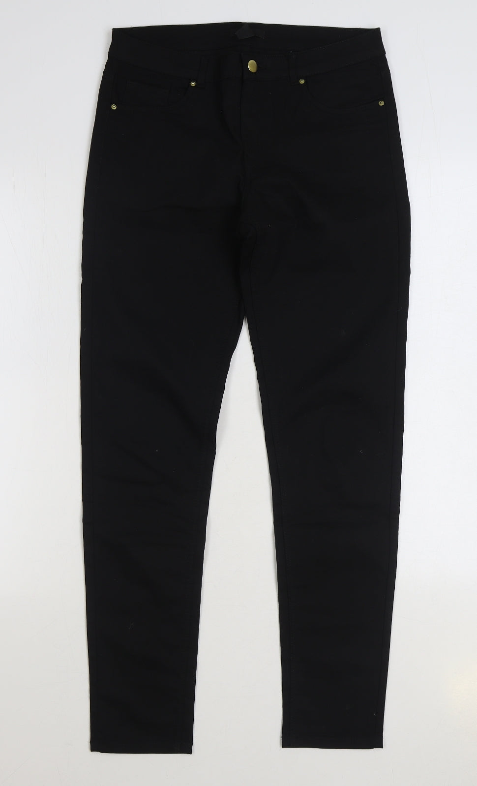 H&M Womens Black Cotton Skinny Jeans Size 12 L30 in Regular Zip
