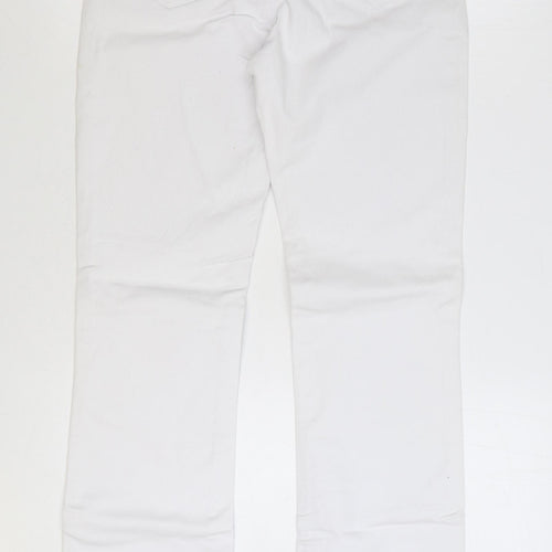 Dunnes Stores Womens White Cotton Bootcut Jeans Size 12 L33 in Regular Zip