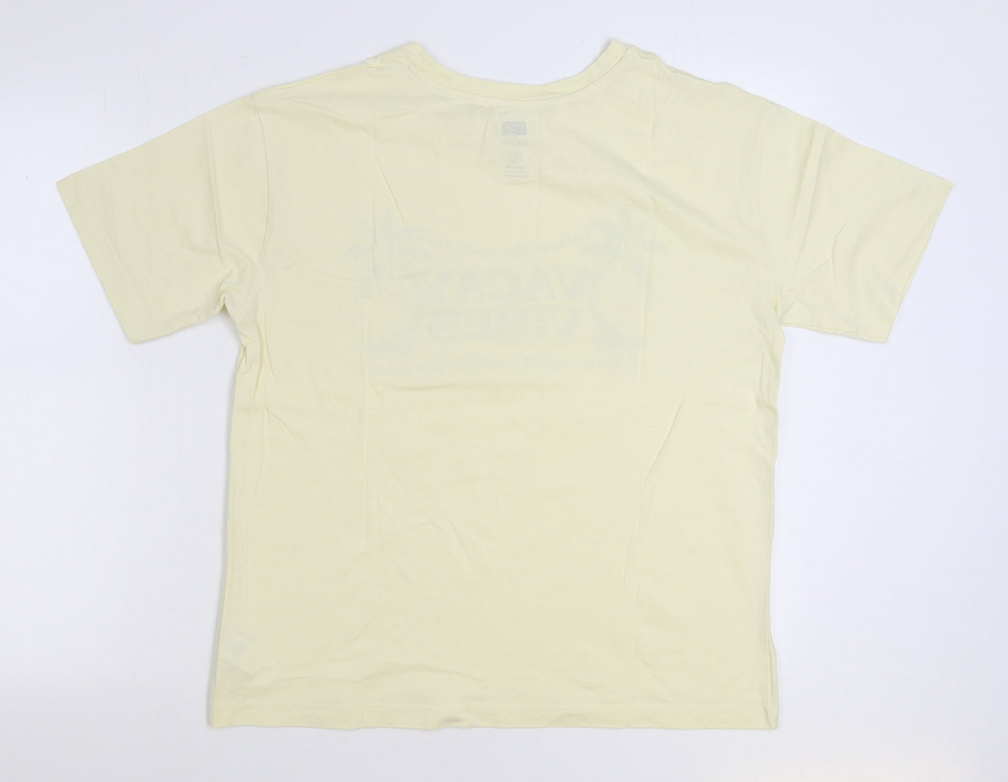 F&F Womens Yellow Cotton Basic T-Shirt Size 14 Round Neck - Vacay Vibes