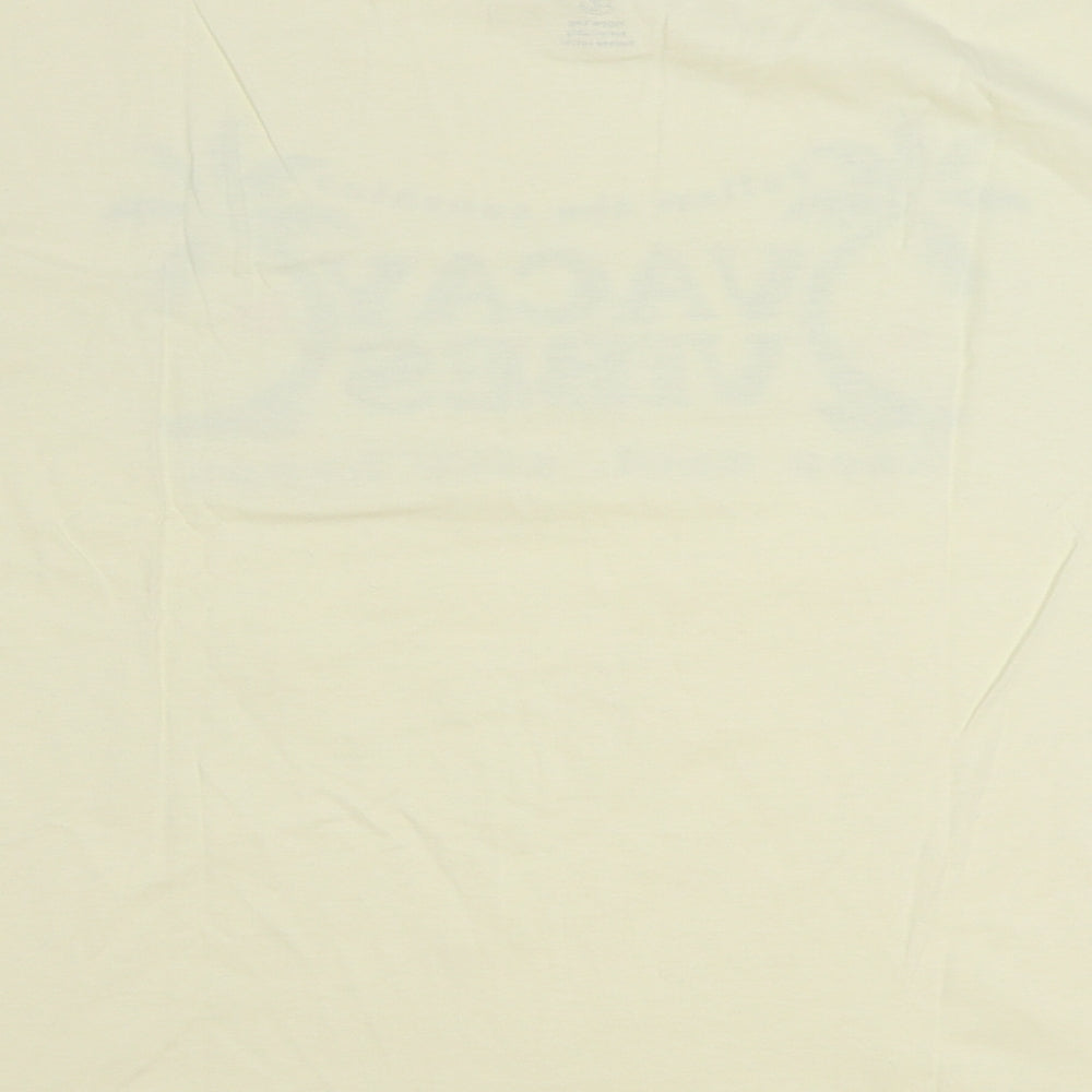F&F Womens Yellow Cotton Basic T-Shirt Size 14 Round Neck - Vacay Vibes