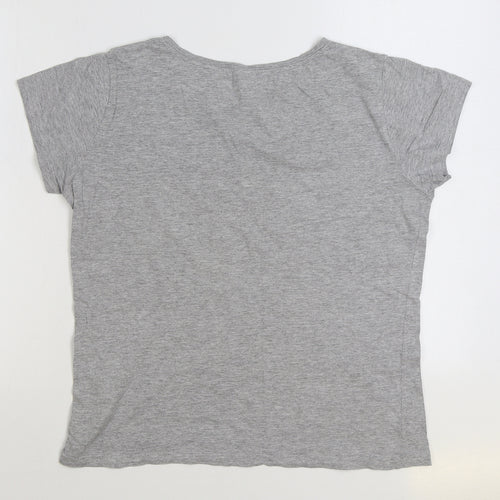 Jaqueline de Yong Womens Grey Cotton Basic T-Shirt Size L Round Neck - Mucho Gusto